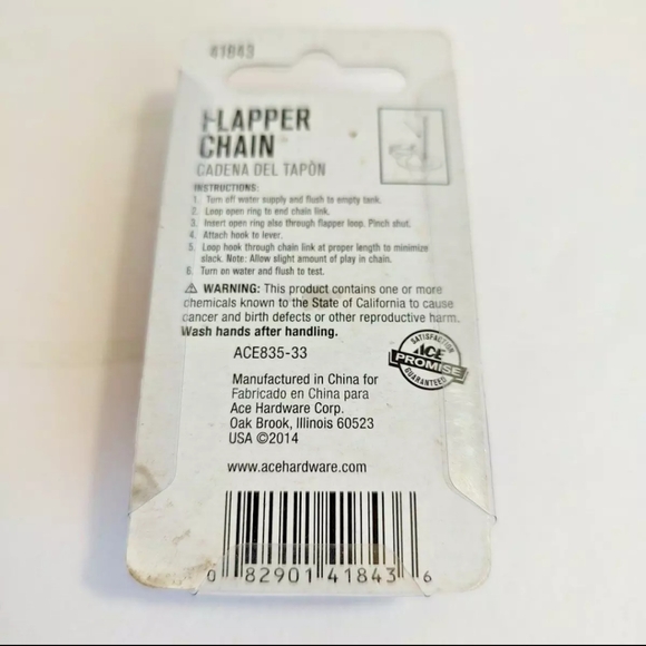 Ace #41843 Flapper Replacement Chain 9 in 22.86 cm Bathroom Toilet Universal - Picture 7 of 10